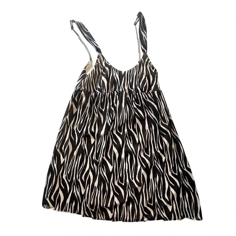 Cosabella Zebra Stripe Mesh Negligée‎ - size Medium